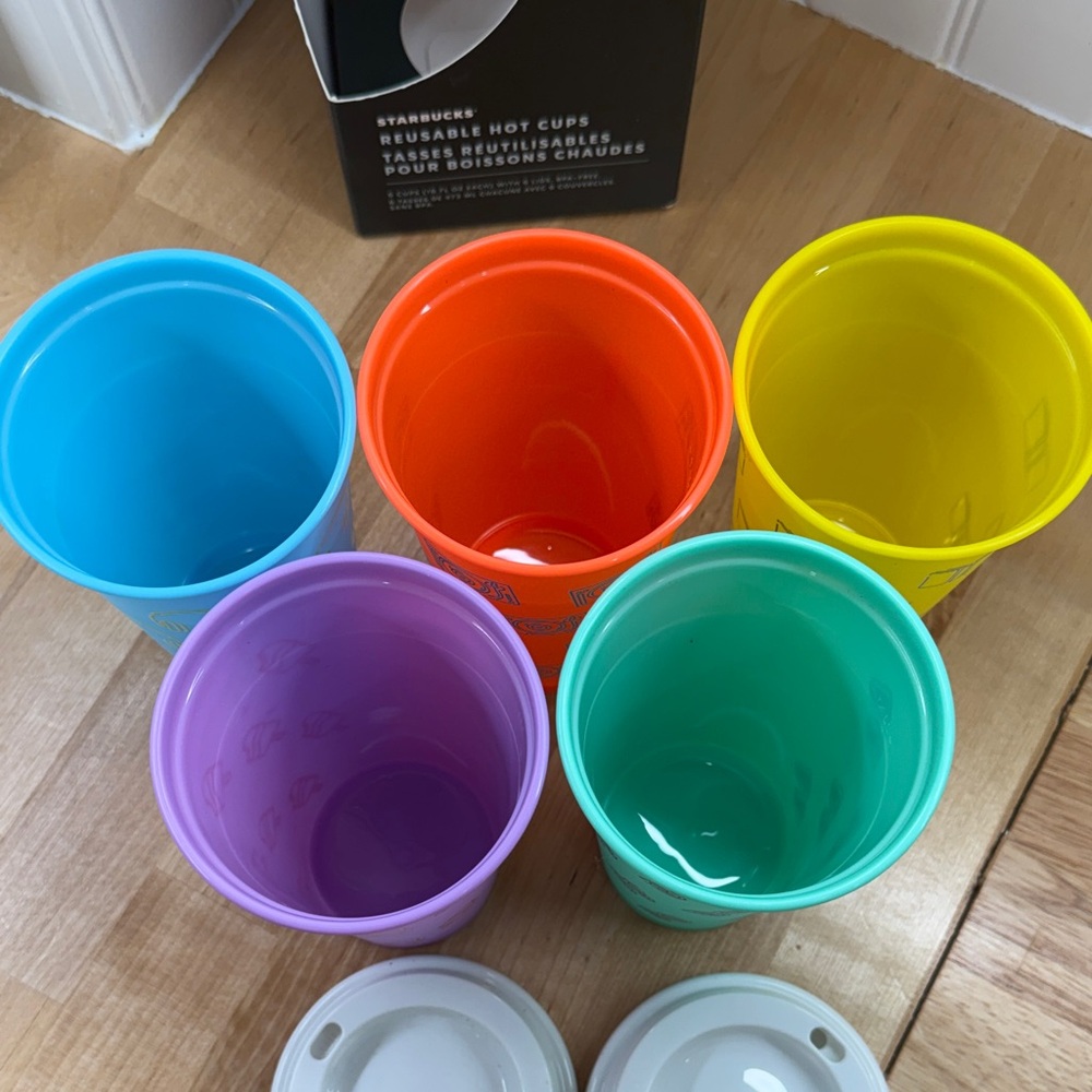 Starbucks Colorful Reusable Coffee Cups Set of 5 Never Used - Picture 4 of 4